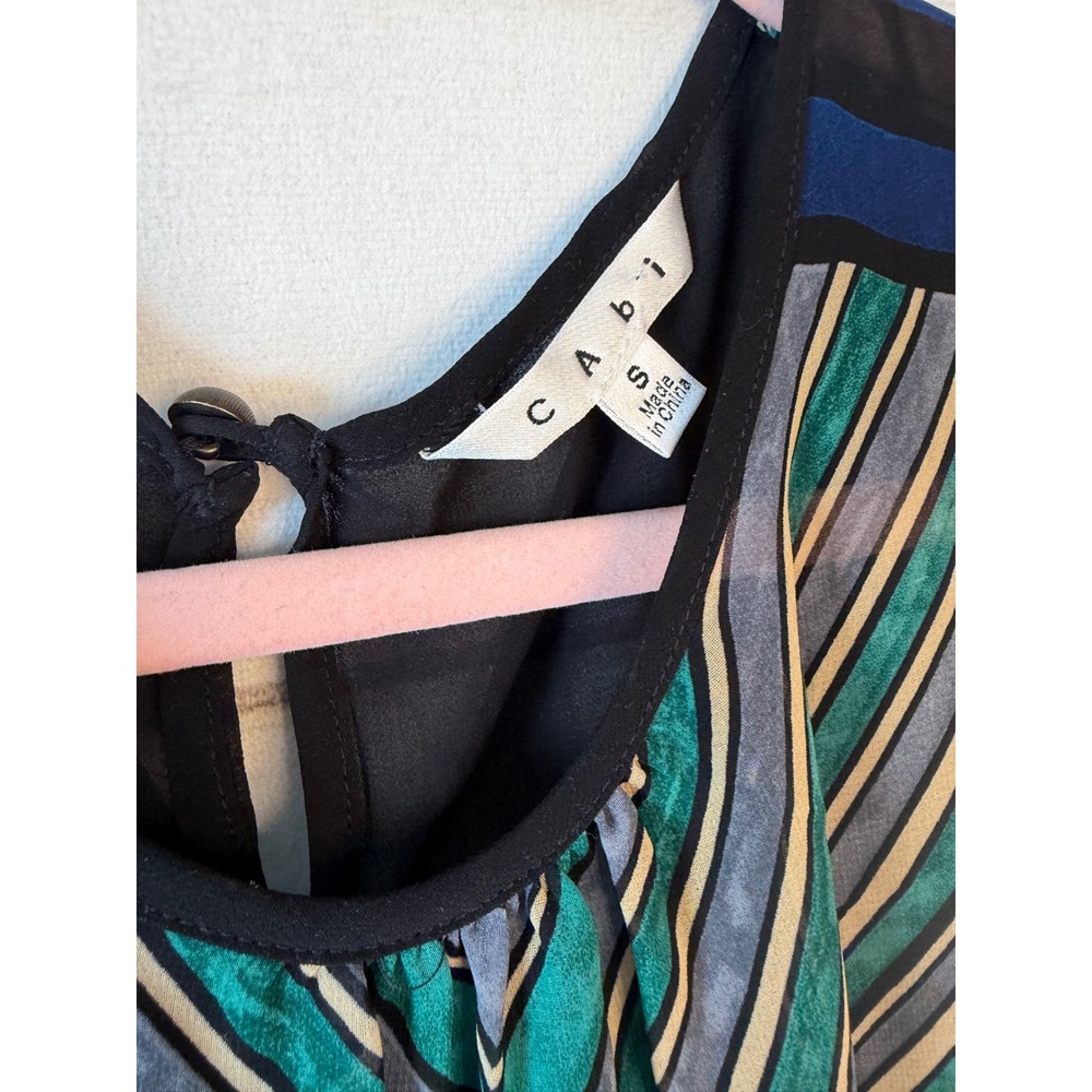 Cabi Womens Mixed Media Sleeveless Top Style 565 Animal Print Stripe Multi Small - Picture 3 of 6